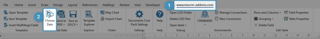 Word ribbon - DocumentsCorePack Template Designer
