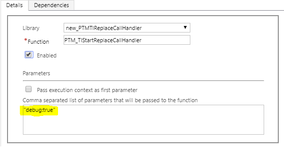  Add the debug:true text to the function call