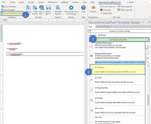Open the DCP Template Designer and build a relationship between the entity of the sub-template and the main template.