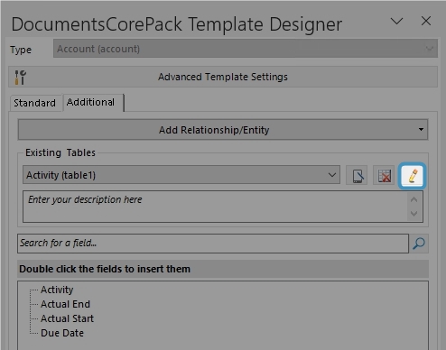 How to create relationships using DocumentsCorePack Template Designer