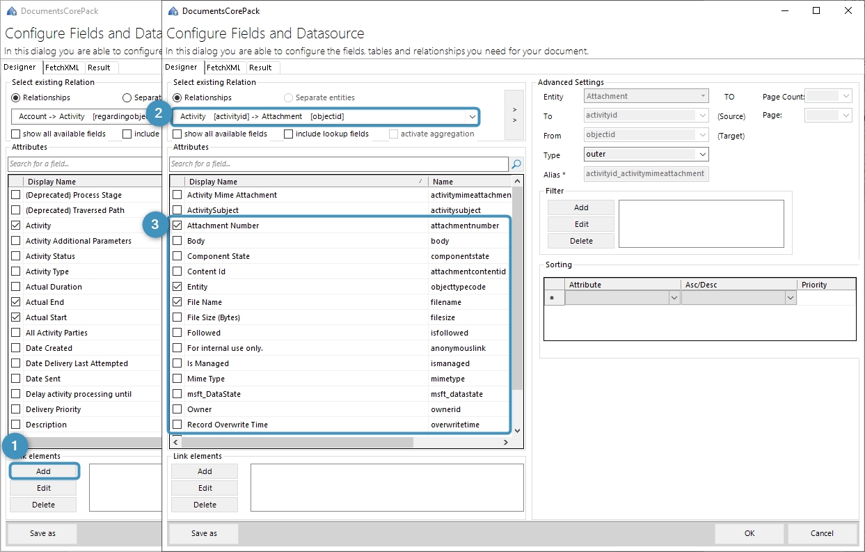 How to create relationships using DocumentsCorePack Template Designer
