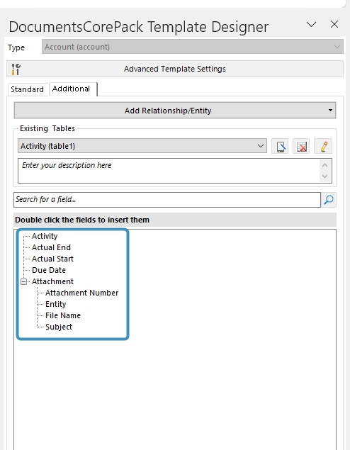 How to create relationships using DocumentsCorePack Template Designer