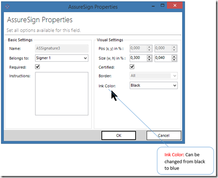 AssureSign Signature properties.