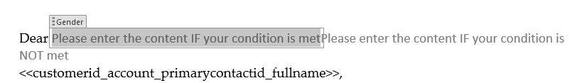 How to insert Condition Fields in DocumentsCorePack Templates