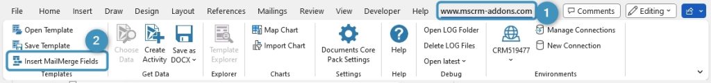 Open the DocumentsCorePack TemplateDesigner