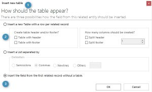 Insert new table-window