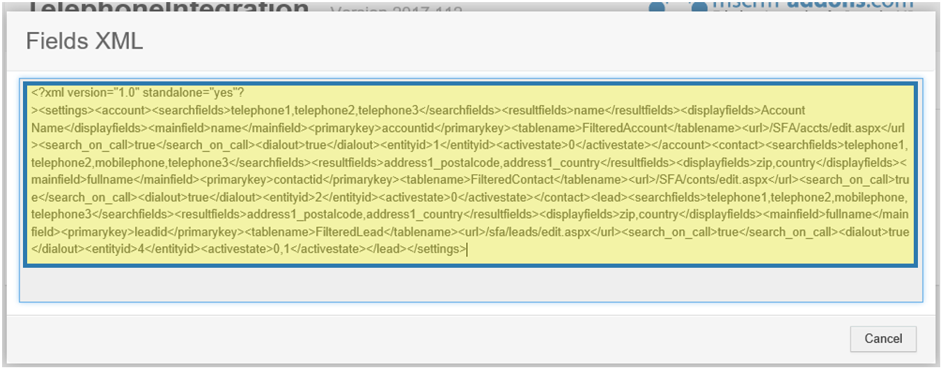 Fields XML