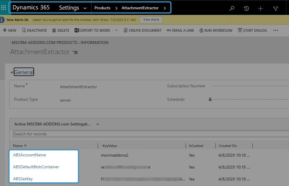 ABS keys in Dynamics 365 to delete