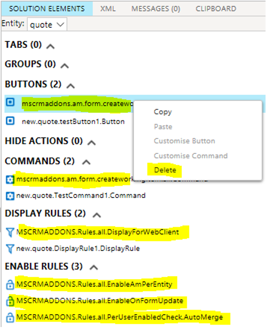 Entity changes via the RibbonWorkBench