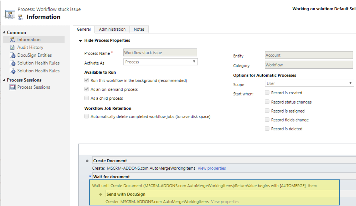 DocumentsCorePack Wait Condition