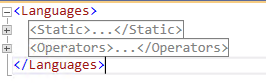 XML main areas “Static” and “Operators”
