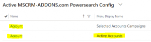 Active PowerSearch Config