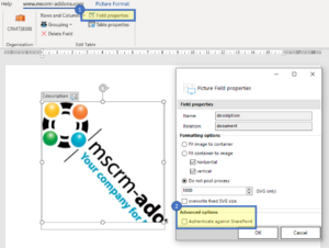 Additional options by using field properties.