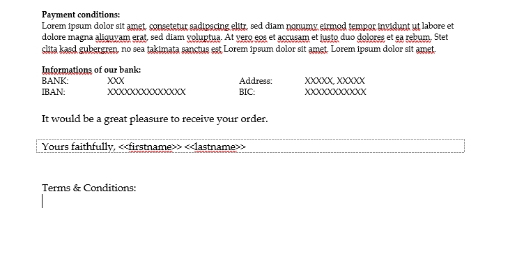 The bottom of our quote document