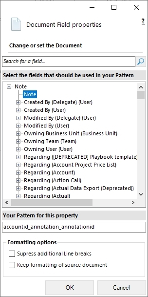 Document Field properties