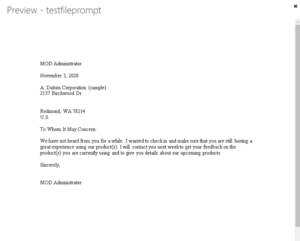 A sample finished document with its filename