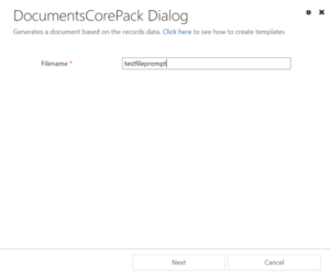 The filename prompt in the DCP dialog