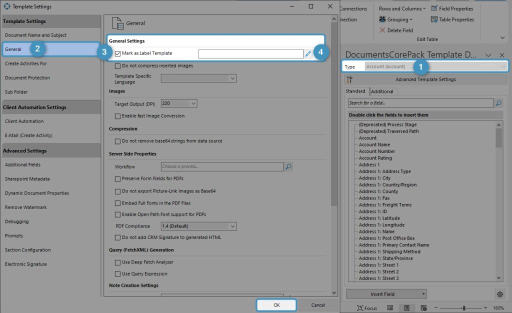 Template Designer Settings