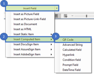 The Insert QR Code Field button.