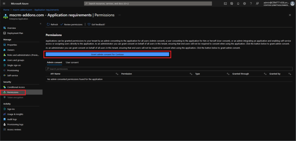 Granting admin consent