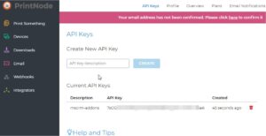 The generated API Key.