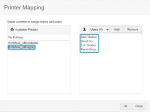 View the users added to specific printers.