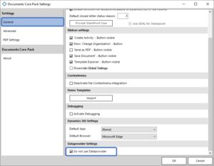 DCP General settings 