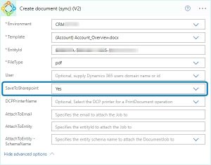 Option to save a document to SharePoint via PowerAutomate.