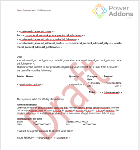 Word Template with a Watermark stating "Draft"