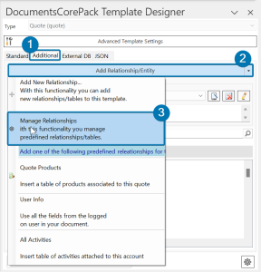 Open the Manage Predefined Relationships window