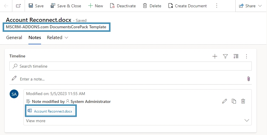 Template Management in DocumentsCorePack