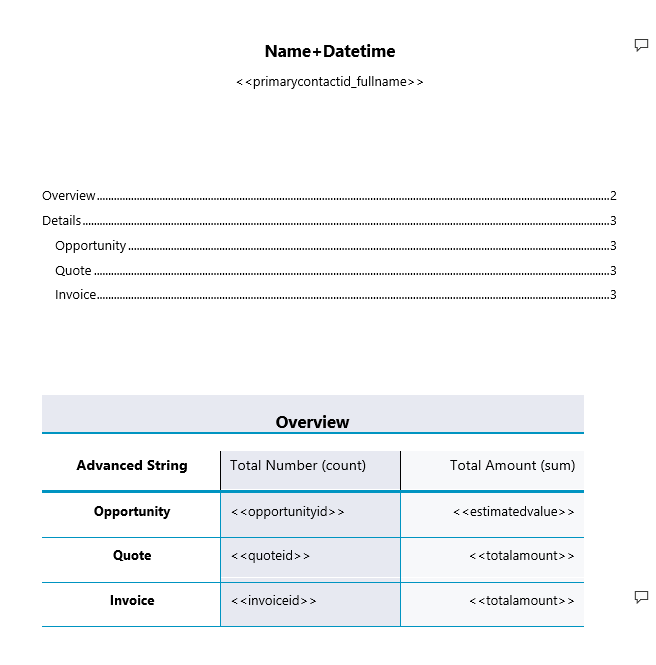Account Sales Report template