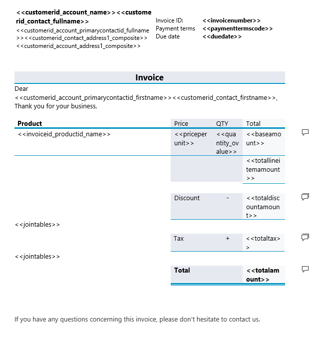 invoice sample