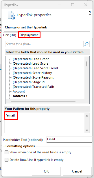 configuring the displayname