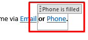 phone hyperlink field in template