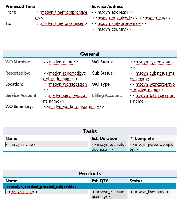 The Work Order Sample template