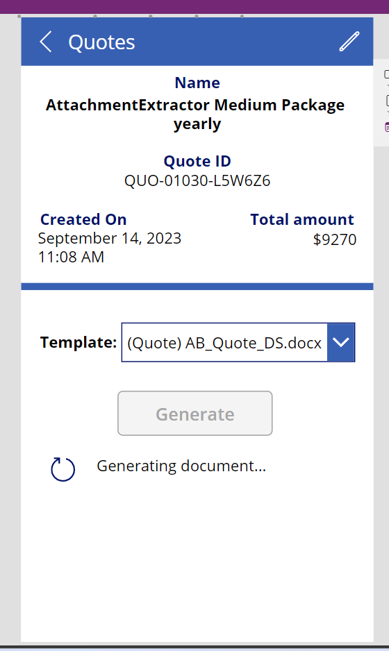 app when generating document