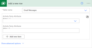 Second flow step: Create a new email message