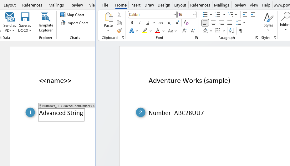 An example of the Advanced String field in action