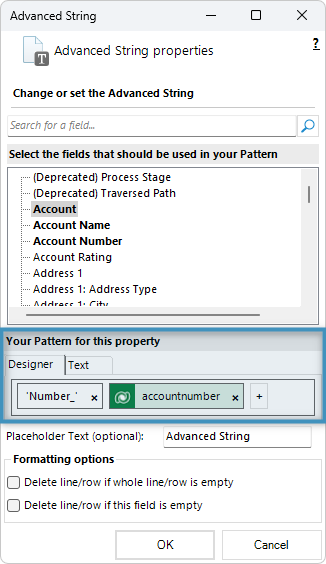 Insert pattern for the Advanced String