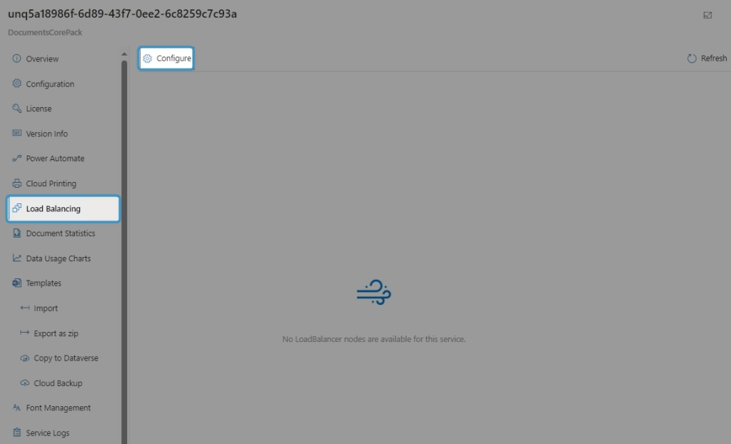 The Load Balancing tab