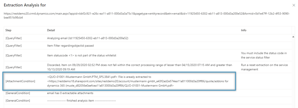 The AttachmentExtractor Online Service Configuration (Modern UI)