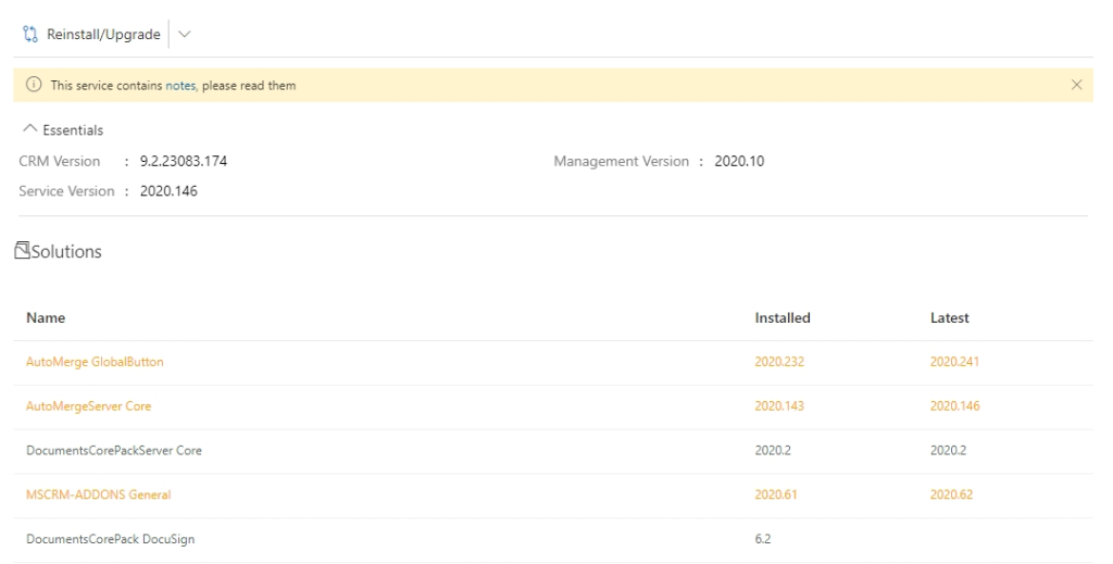 The Version Info tab