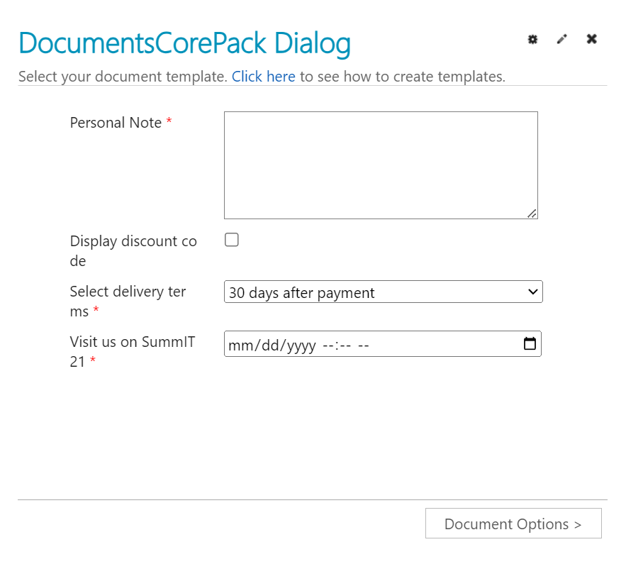 Example of prompts shown in the DCP dialog