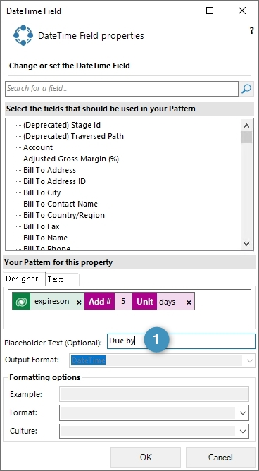Configuring the placeholder text
