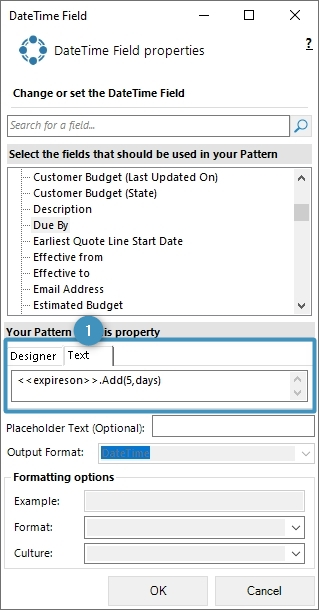 The 'classic' Text property designer