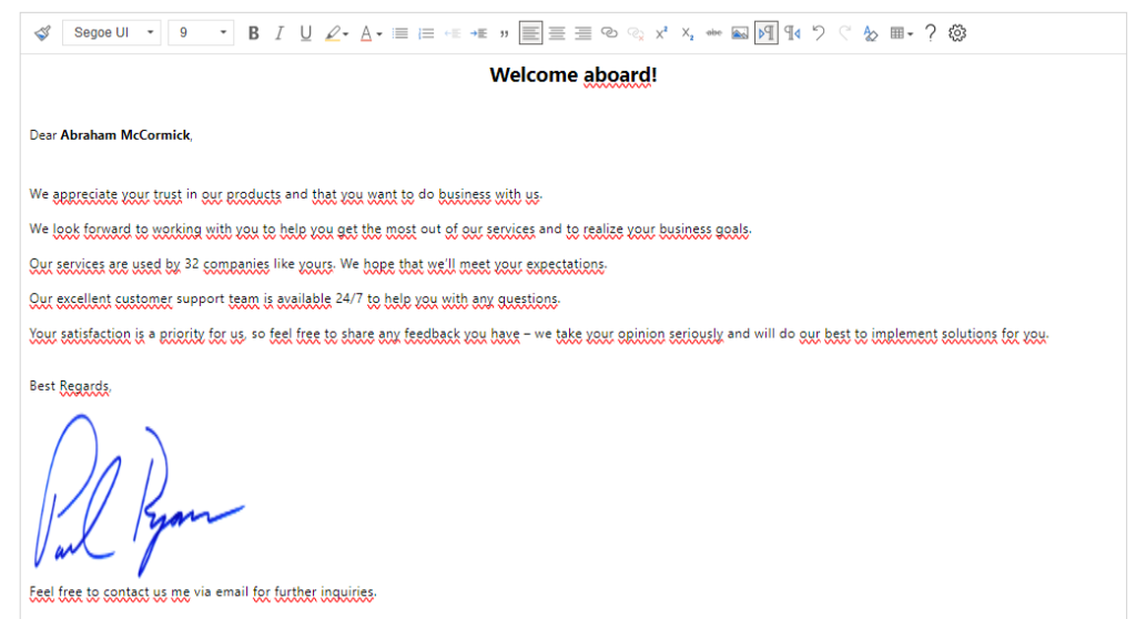 Email template without a table used