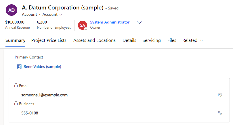 Our example record