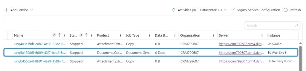 Selecting a service