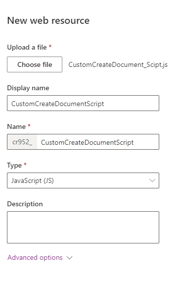 Uploading the JavaScript file